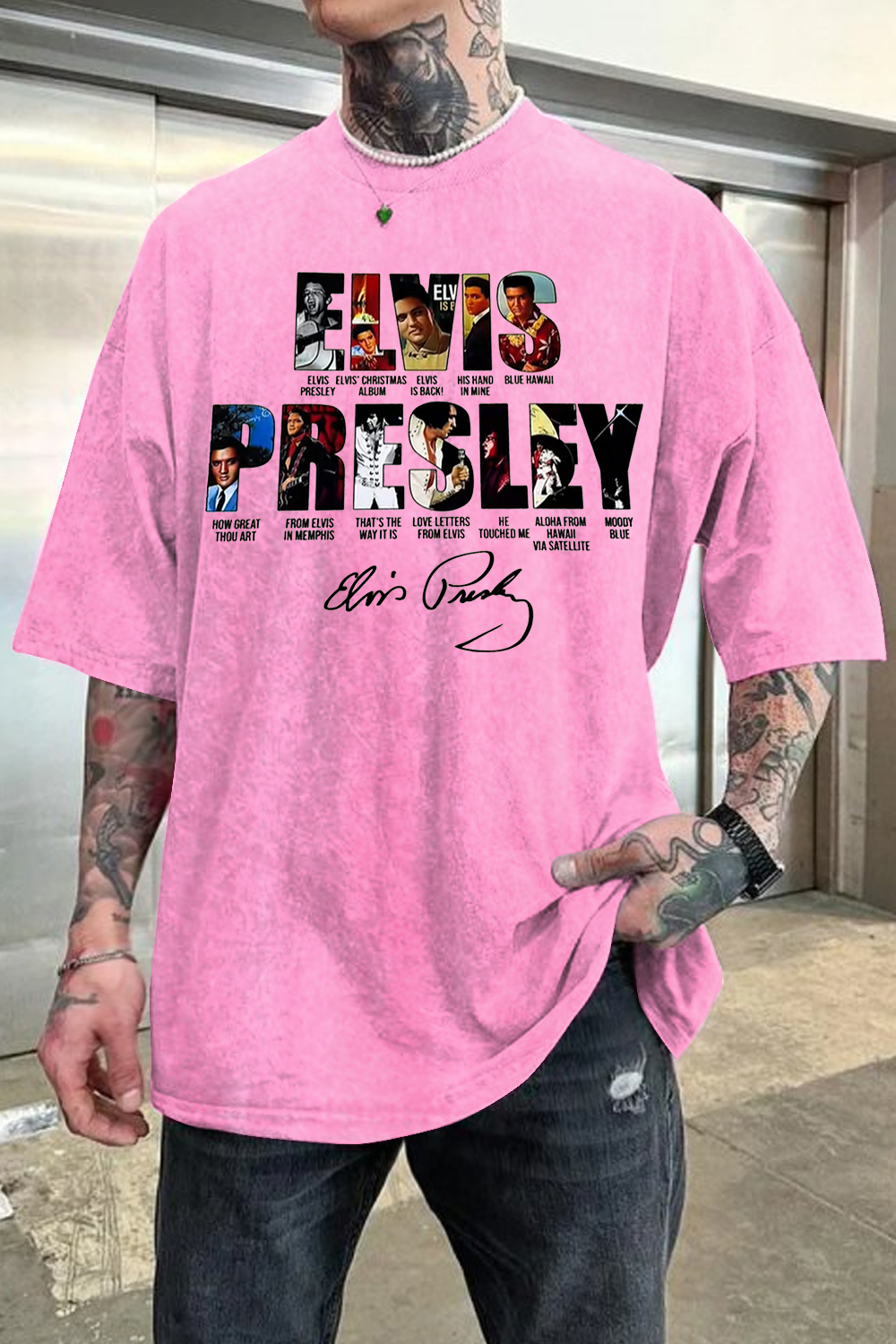 Washed cotton Love My E men's short-sleeved T-shirt