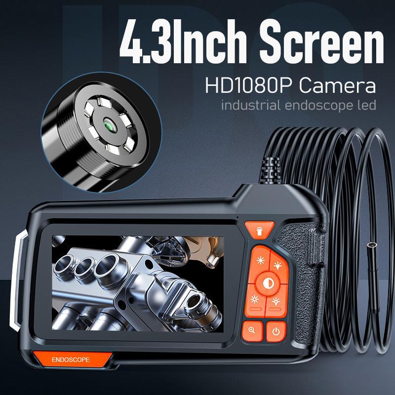 Product Introduction of Industrial Endoscope Borescope Camera with Light, 4.3 Inch Screen HD Digital Snake Camera, Waterproof Sewer Inspection Camera with 6 LED Lights, Semi-Rigid Cable, Measuring Gauges 21