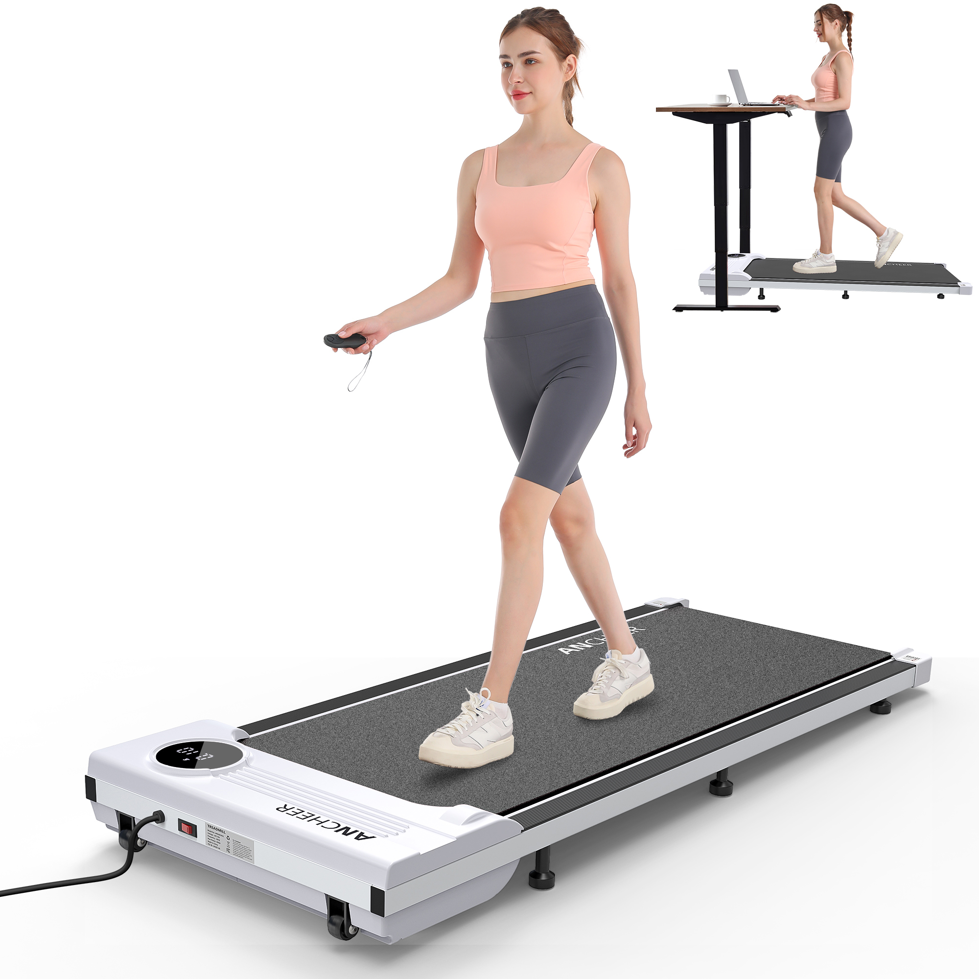 Walking Pad Treadmill, 2.5HP Under Desk Treadmill with Remote Control and LED Display, Portable Walking Treadmill for Home Office, Walking Jogging Machine with 300 lbs Weight Capacity