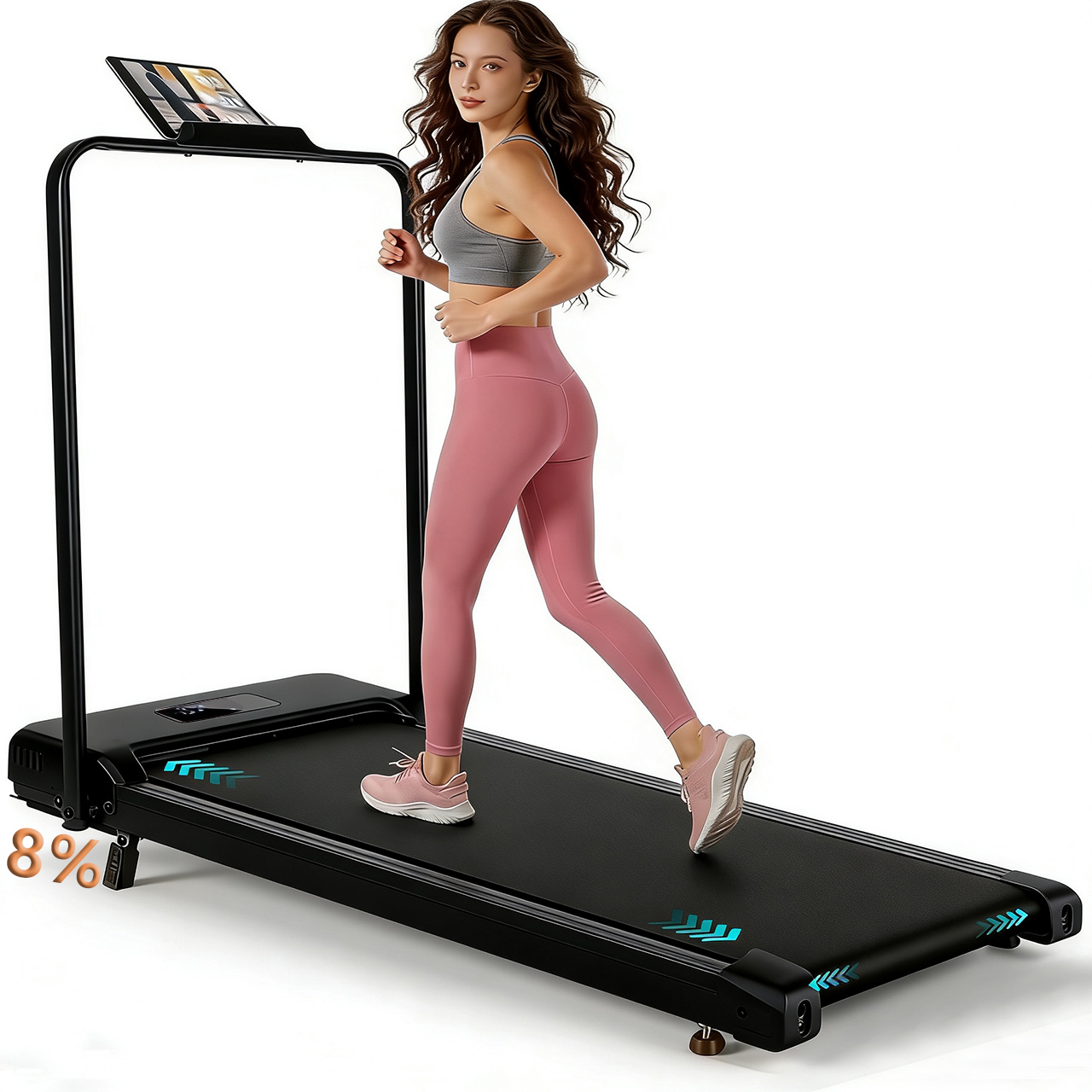 Simpfree Walking Pad with Handle Bar and Adjustable Incline, 2.5HP Portable Under Desk Treadmill for Home Small Space 300 Lbs Capacity，Remote Control and LED Display