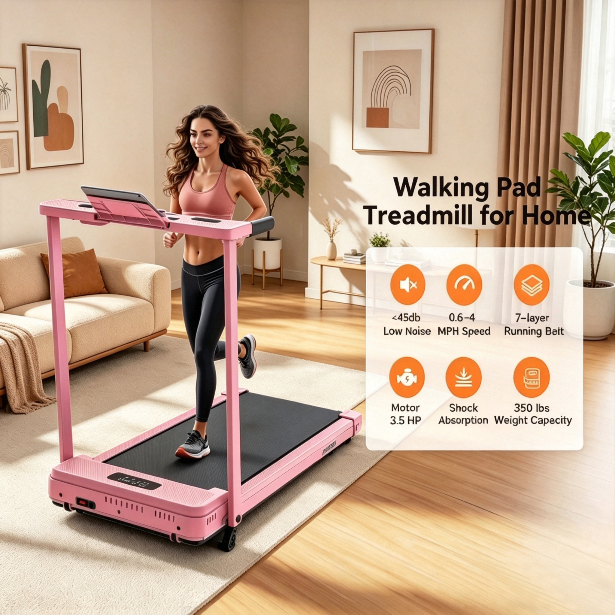 Teopeokl Incline Treadmill with Handle Bar,3.5HP Portable Treadmill with Desk,Walking Pad with Remote Control and LED Display, 350 lbs Weight Capacity