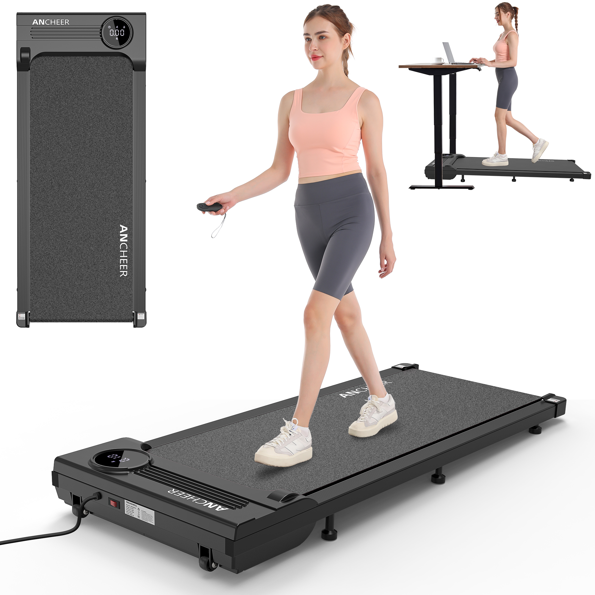 Walking Pad, 2.5HP Under Desk Treadmill with Remote Control and LED Display, Portable Walking Treadmill for Home Office, Walking Jogging Machine with 300 lbs Weight Capacity
