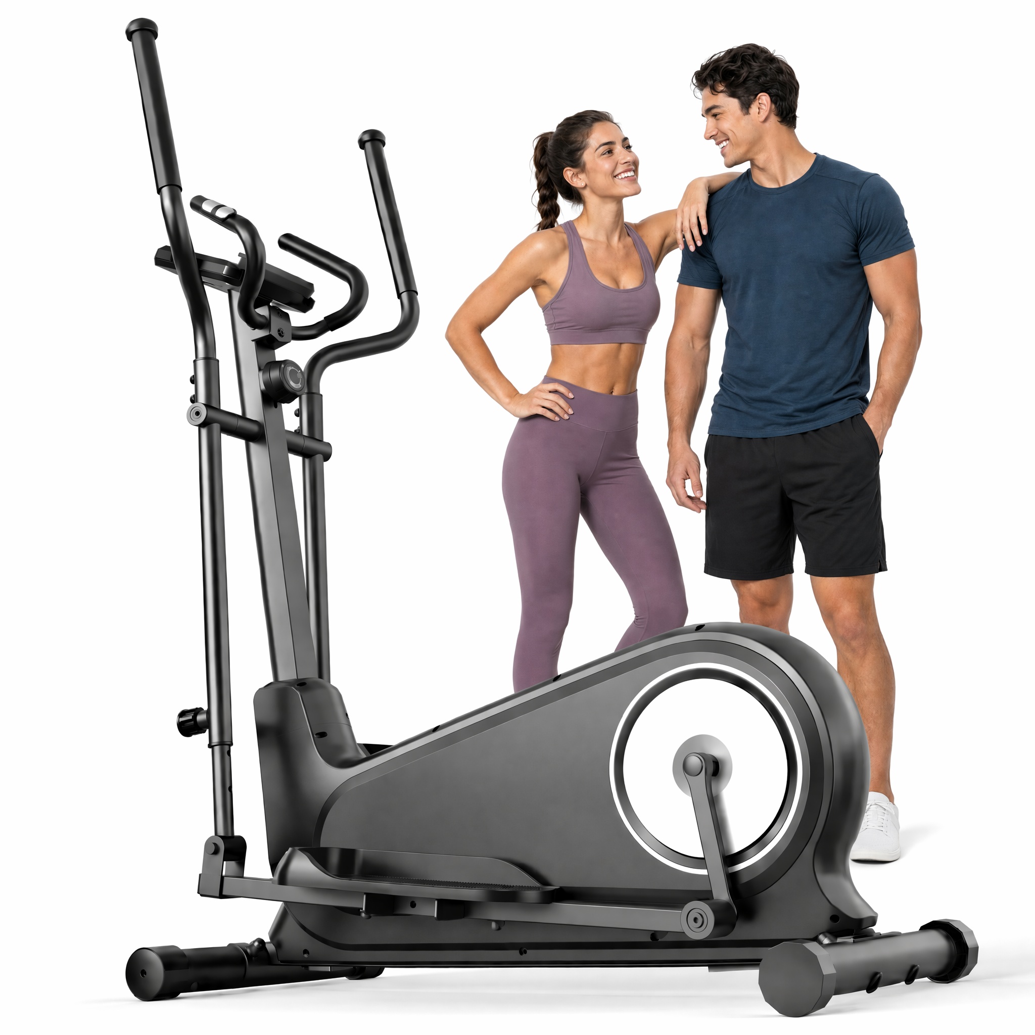 Funmily Elliptical Training Machine, 550lbs Capacity Heavy Duty Elliptical Exercise Machine for Home Use, 16-Level Magnetic Resistance, 15.5" Stride, 3-Way Adjustable Pedals