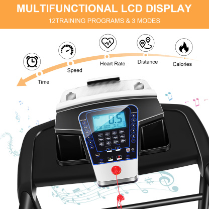 Simpfree 17'' Folding Treadmill with 15-Level Auto Incline 9.0 mph Speed 12 Preset Program, Strong 3.25HP Motor Running Machine for Cardio Fitness