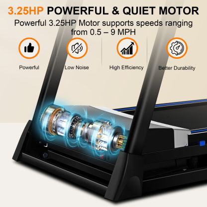 Simpfree 17'' Folding Treadmill with 15-Level Auto Incline 9.0 mph Speed 12 Preset Program, Strong 3.25HP Motor Running Machine for Cardio Fitness