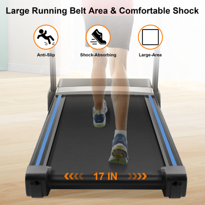 Simpfree 17'' Folding Treadmill with 15-Level Auto Incline 9.0 mph Speed 12 Preset Program, Strong 3.25HP Motor Running Machine for Cardio Fitness