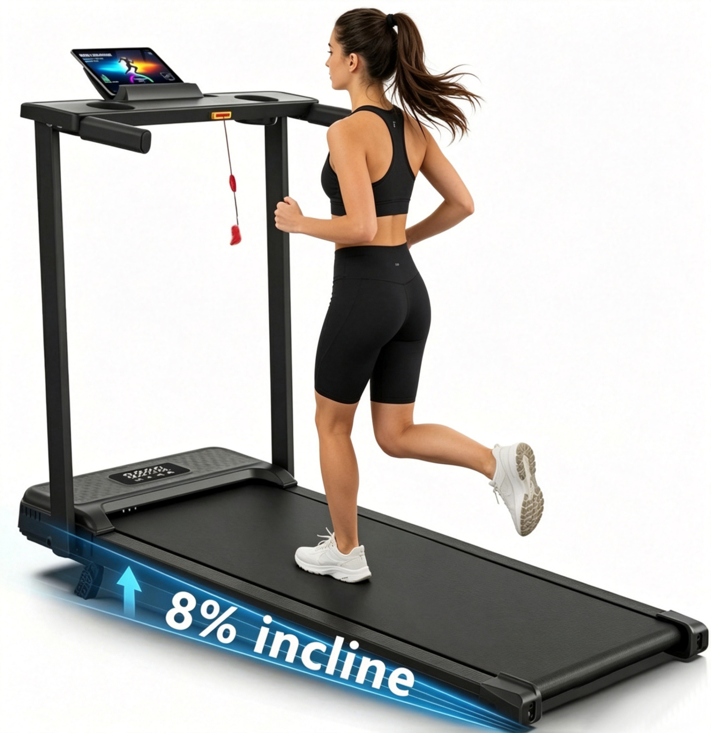 Teopeokl Incline Treadmill with Handle Bar,3.5HP Portable Treadmill with Desk,Walking Pad with Remote Control and LED Display, 350 lbs Weight Capacity