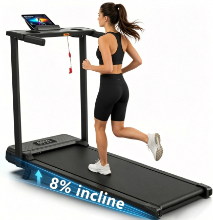 Teopeokl Incline Treadmill with Handle Bar,3.5HP Portable Treadmill with Desk,Walking Pad with Remote Control and LED Display, 350 lbs Weight Capacity