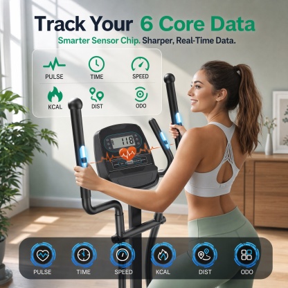 Funmily Elliptical Training Machine, 550lbs Capacity Heavy Duty Elliptical Exercise Machine for Home Use, 16-Level Magnetic Resistance, 15.5" Stride, 3-Way Adjustable Pedals