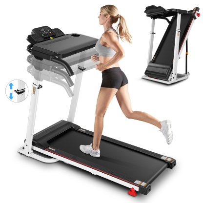 Simpfree Folding Treadmill with Removable Tabletop and Incline, 2.5 HP Running Machine and 300Lbs Capacity for Home Office Use,White