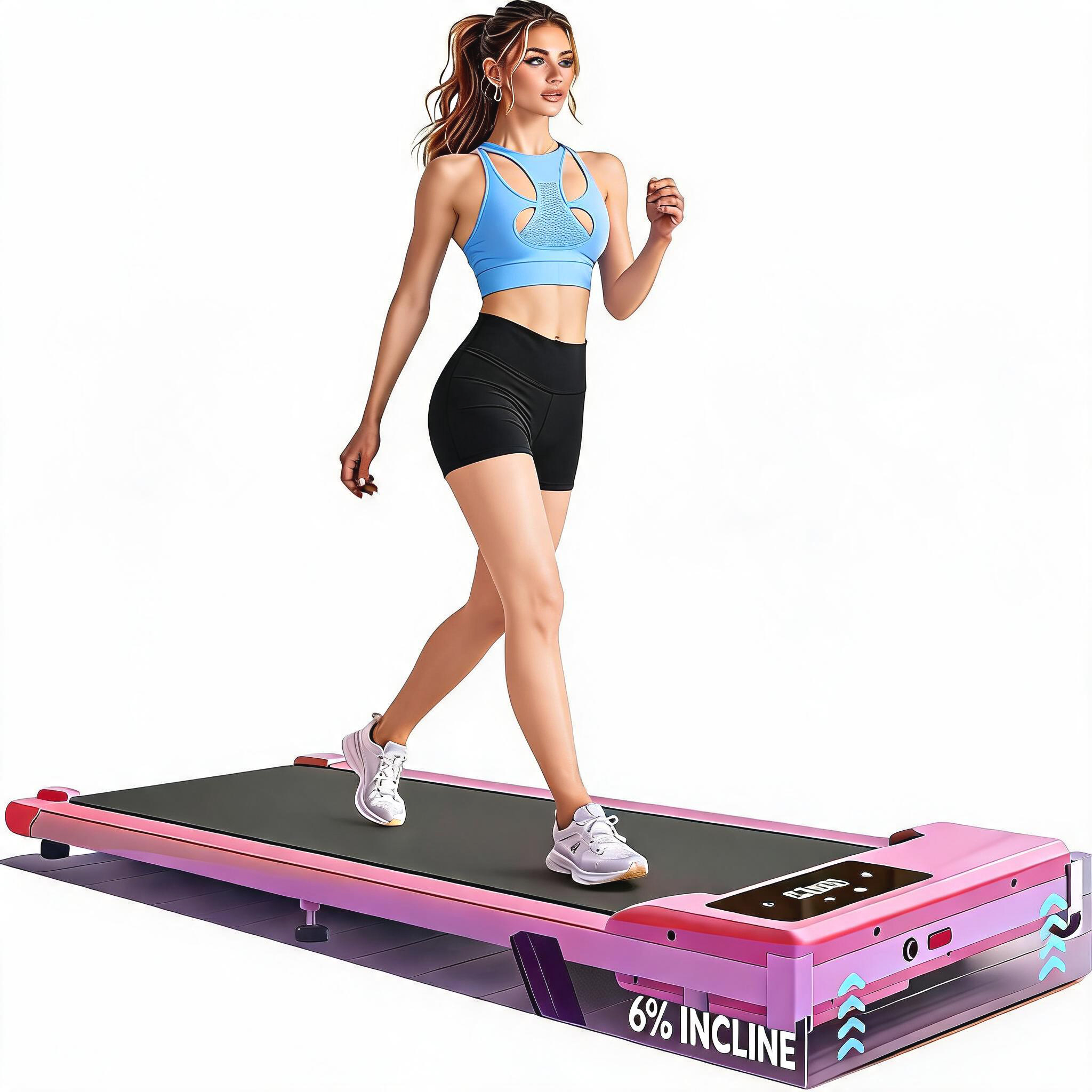 Kismom Walking Pad with 6% Incline,3.0HP Under Desk Treadmill for Home Office, Mini Portable Walking Running Machine Slim Compact Motorized Electric Treadmill with 300 lbs Capacity