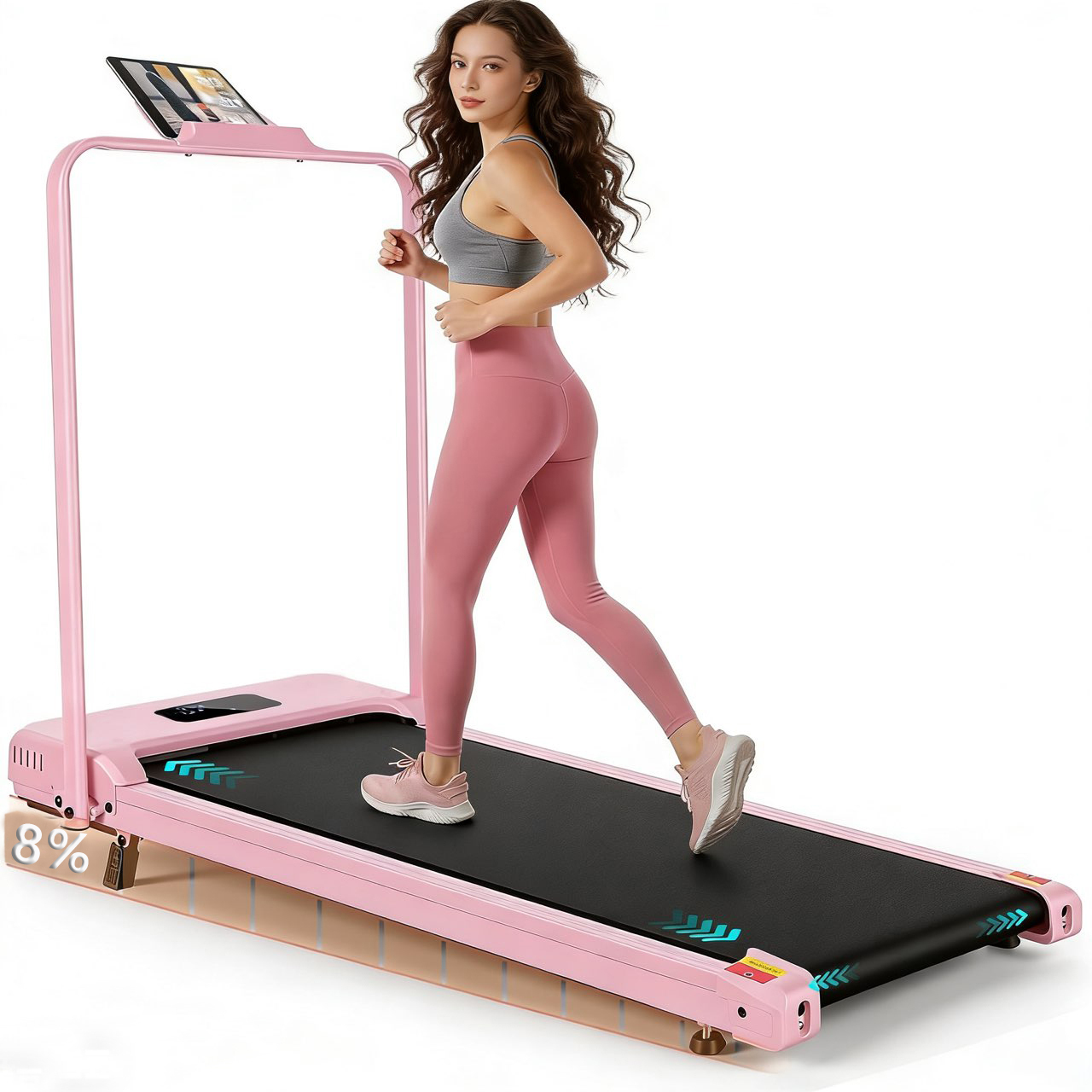 Simpfree Walking Pad with Handle Bar and Adjustable Incline, 2.5HP Portable Under Desk Treadmill for Home Small Space 300 Lbs Capacity，Remote Control and LED Display