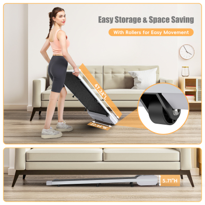 Walking Pad Treadmill, 2.5HP Under Desk Treadmill with Remote Control and LED Display, Portable Walking Treadmill for Home Office, Walking Jogging Machine with 300 lbs Weight Capacity