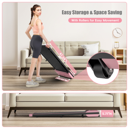 Walking Pad Treadmill, 2.5HP Under Desk Treadmill with Remote Control and LED Display, Portable Small Treadmill LED Display & Remote Control for Home/Office,Weight Capacity 300 LBS