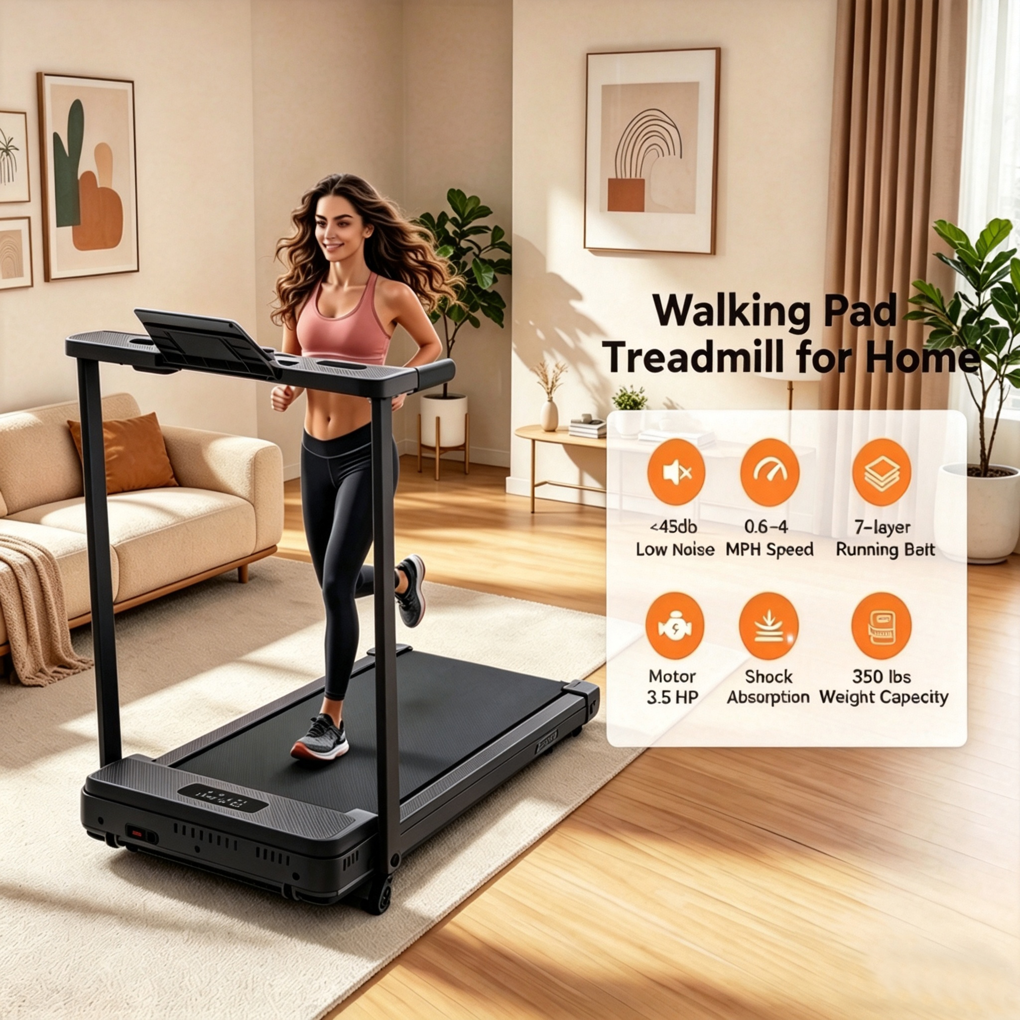 Teopeokl Incline Treadmill with Handle Bar,3.5HP Portable Treadmill with Desk,Walking Pad with Remote Control and LED Display, 350 lbs Weight Capacity