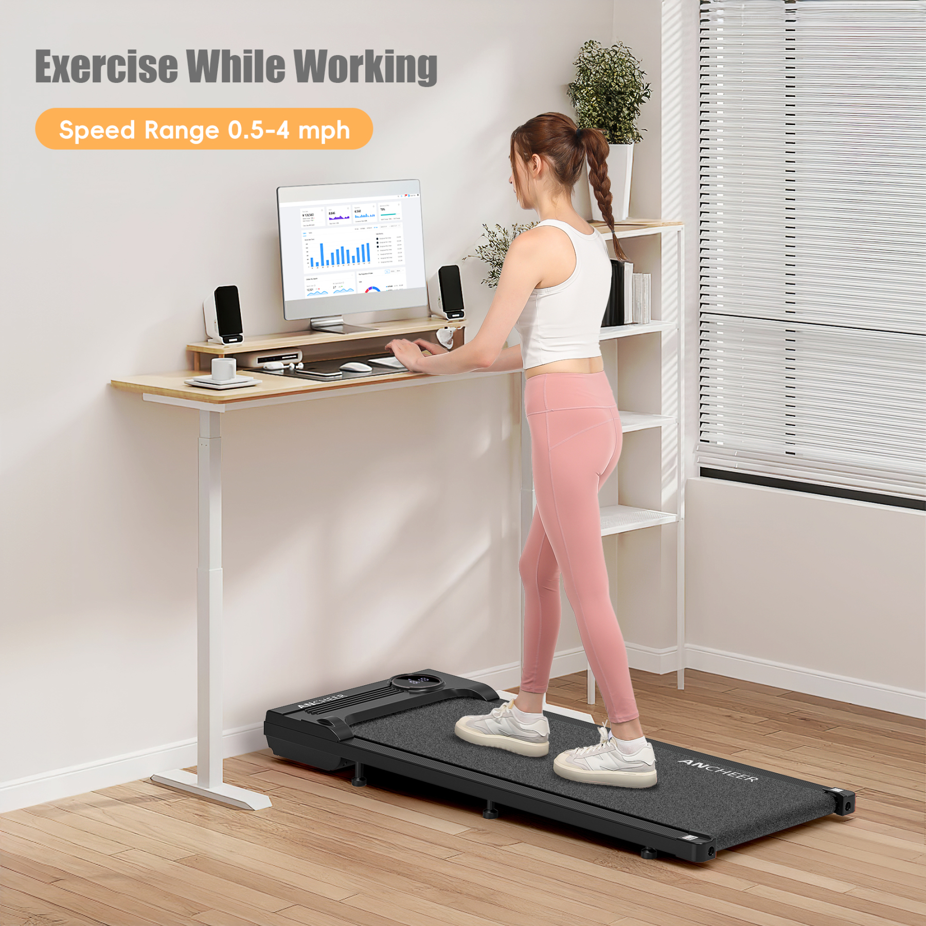 Walking Pad, 2.5HP Under Desk Treadmill with Remote Control and LED Display, Portable Walking Treadmill for Home Office, Walking Jogging Machine with 300 lbs Weight Capacity