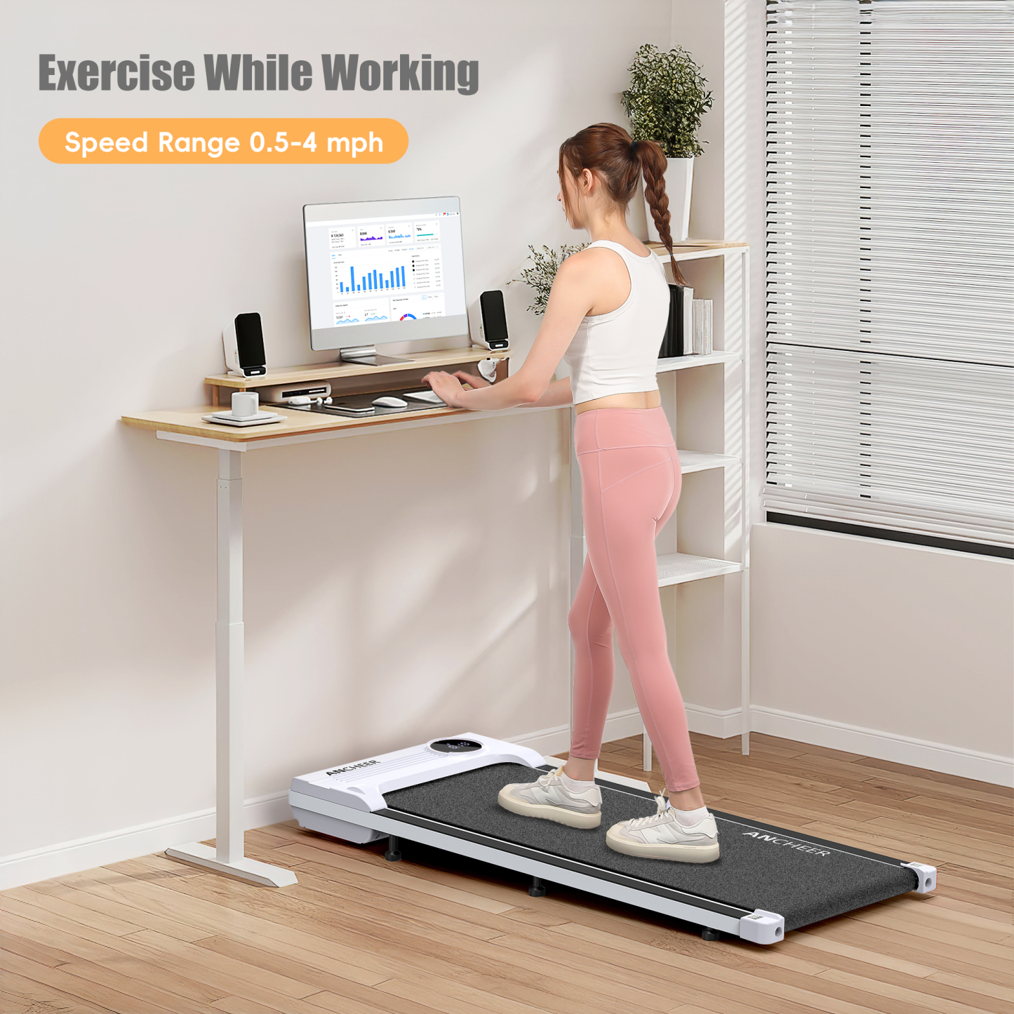 Walking Pad Treadmill, 2.5HP Under Desk Treadmill with Remote Control and LED Display, Portable Small Treadmill LED Display & Remote Control for Home/Office,Weight Capacity 300 LBS