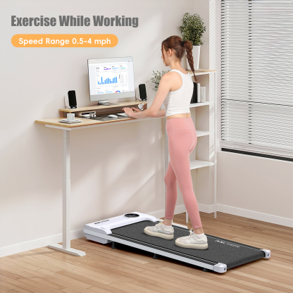 Walking Pad Treadmill, 2.5HP Under Desk Treadmill with Remote Control and LED Display, Portable Small Treadmill LED Display & Remote Control for Home/Office,Weight Capacity 300 LBS