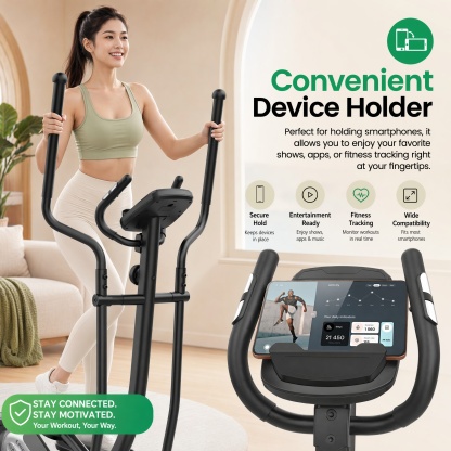 Funmily Elliptical Training Machine, 550lbs Capacity Heavy Duty Elliptical Exercise Machine for Home Use, 16-Level Magnetic Resistance, 15.5" Stride, 3-Way Adjustable Pedals