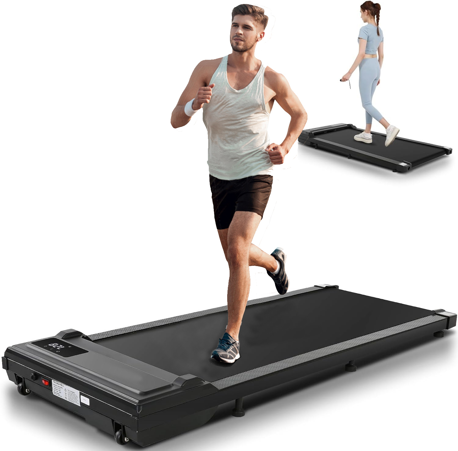 Walking Pad Treadmill, 2.5HP Under Desk Treadmill with Remote Control and LED Display, Portable Walking Treadmill for Home Office, Walking Jogging Machine with 300 lbs Weight Capacity