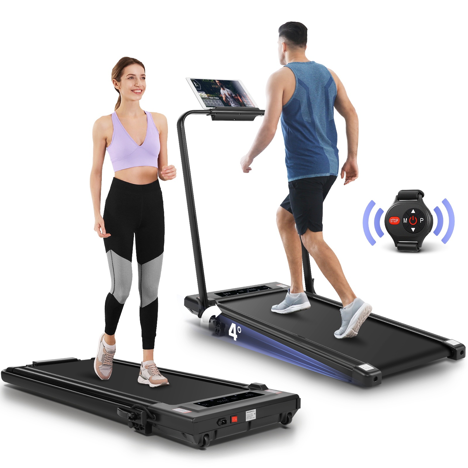 Under Desk Treadmill Machine 300 LB Capacity Walking Pad for Home Office