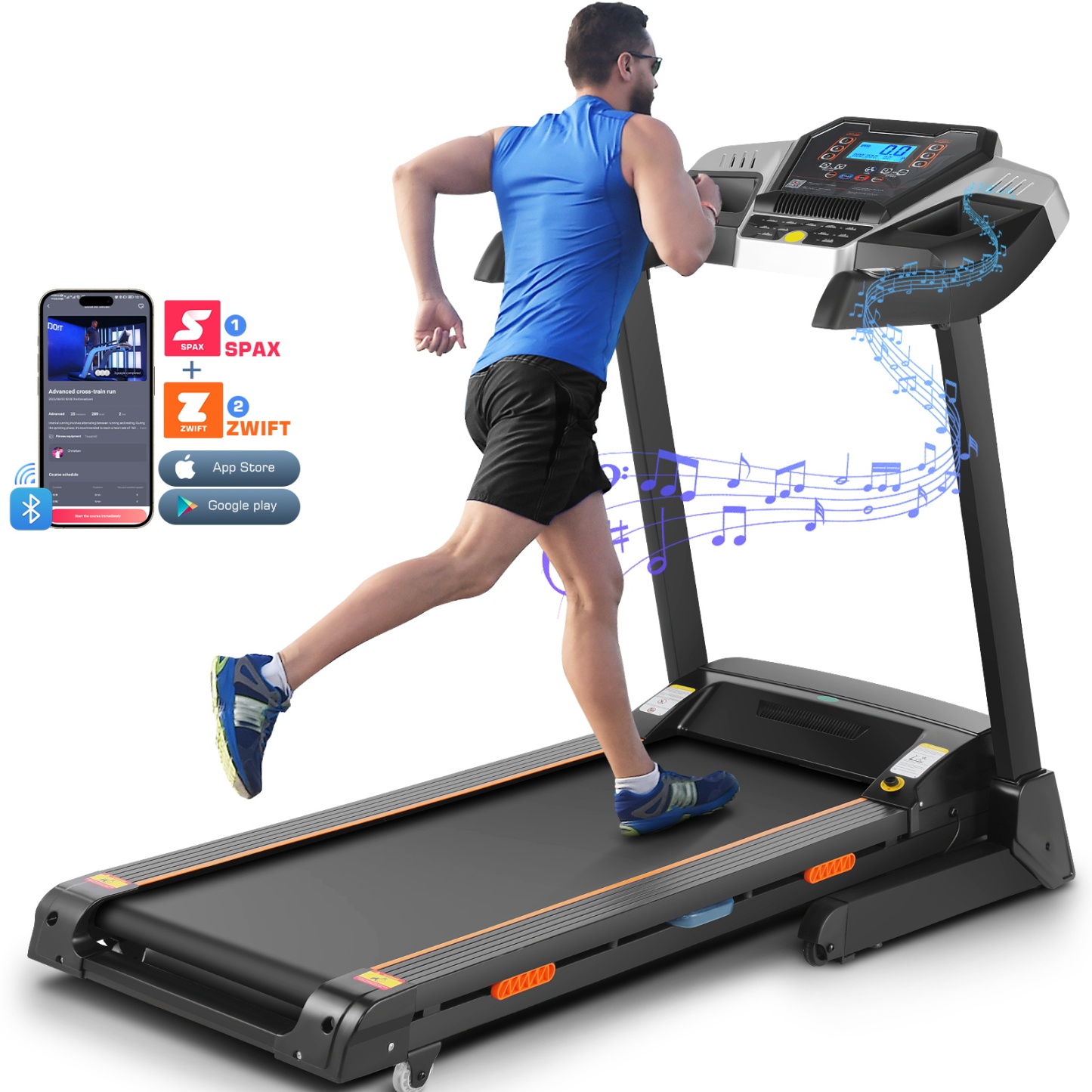 Simpfree Strong 3.25HP Treadmill with Auto Incline & Smart App,Bluetooth Speaker, Large LED Display & Fan for Home Office Walking Running Exercise Machine
