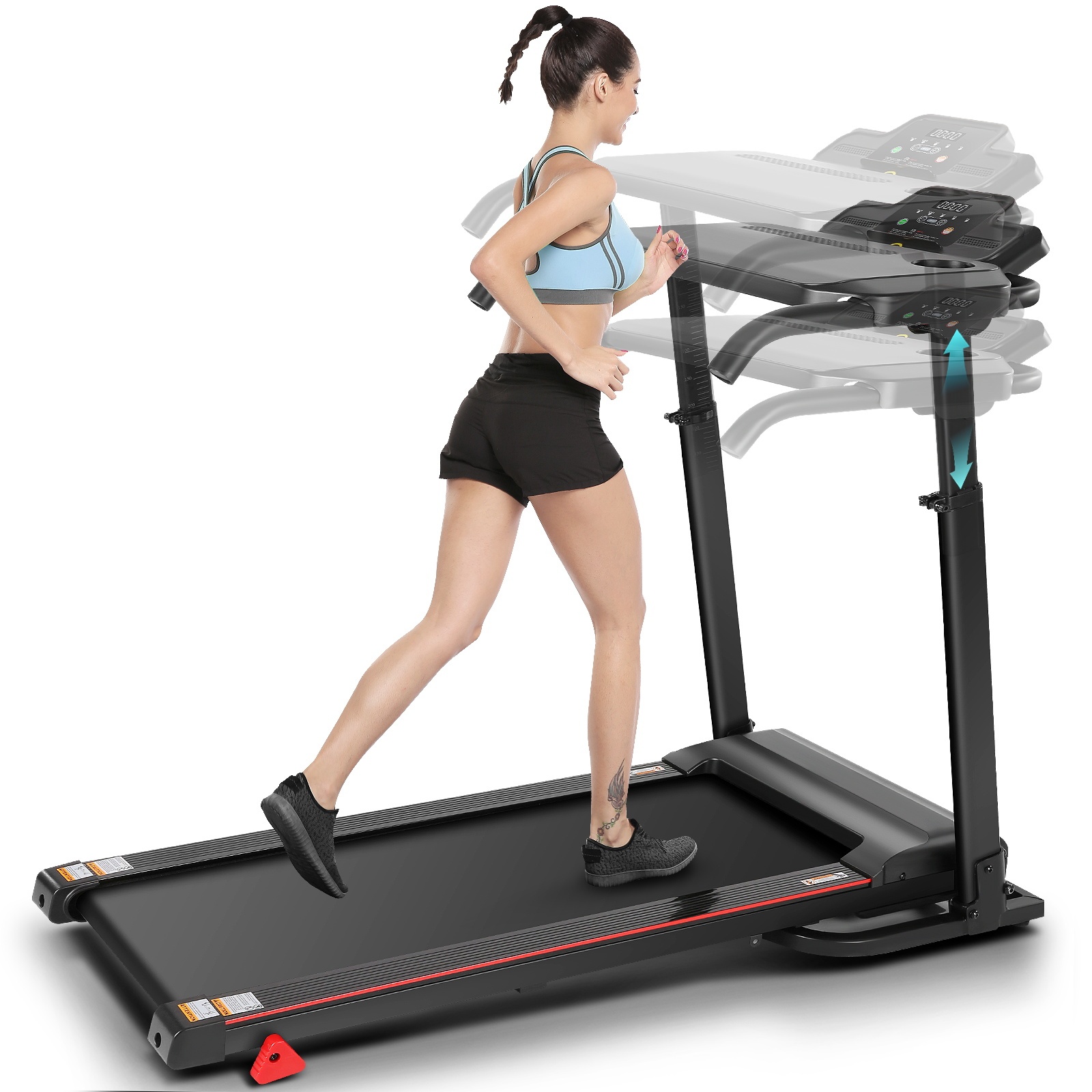  Treadmill with Removable Desk - 300Lbs Weight Capacity, 2.5 HP Portable Folding Treadmill for Home, Running Machine with Incline