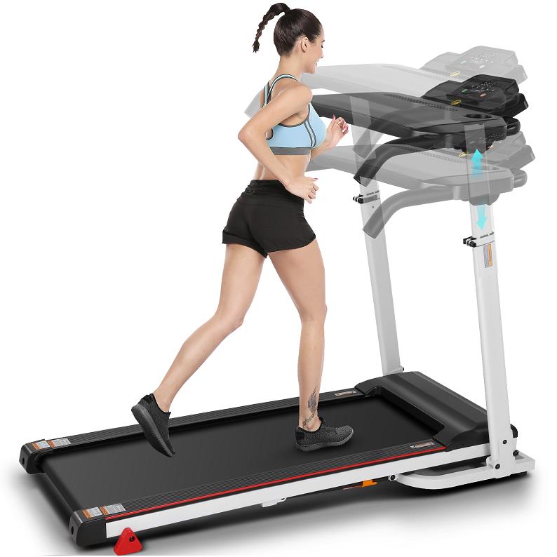 Treadmill with Removable Table/ Height-Adjustable Treadmill，2.5 HP Portable Folding Treadmill for Home, Running Machine with 3 Inclines