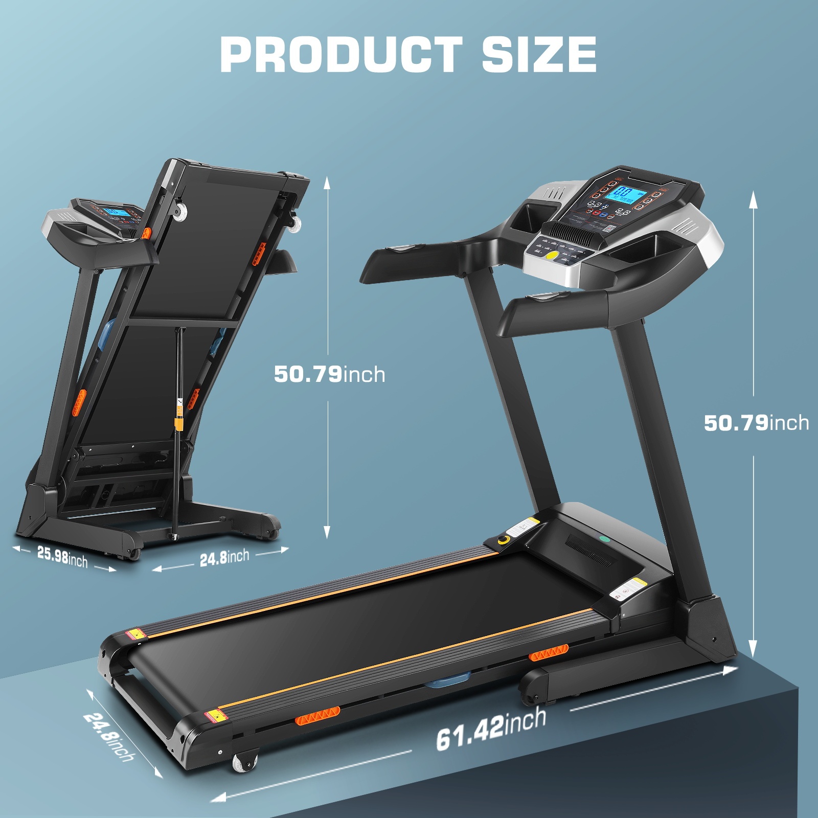 Simpfree Strong 3.25HP Treadmill with Auto Incline & Smart App,Bluetooth Speaker, Large LED Display & Fan for Home Office Walking Running Exercise Machine