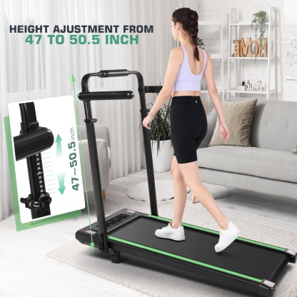 Simpfree 3 in 1 Under Desk Treadmill with Height-adjustable Desk,Max 300lbs Capacity,Walking Pad with LED Touch Screen,Remote Control,2s Folding Treadmill,No installation required,0.5-7.5mph/h（Green）