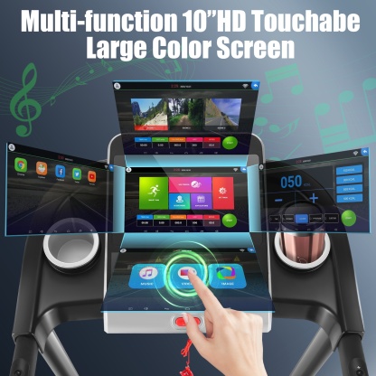 Folding Treadmill with 10" HD TV Movie Touchscreen and 3D Virtual Sports Scene, 3.25HP Electric Treadmill with Incline for Home, Running Jogging Walking Exercise Machine Easy Assembly（Black）