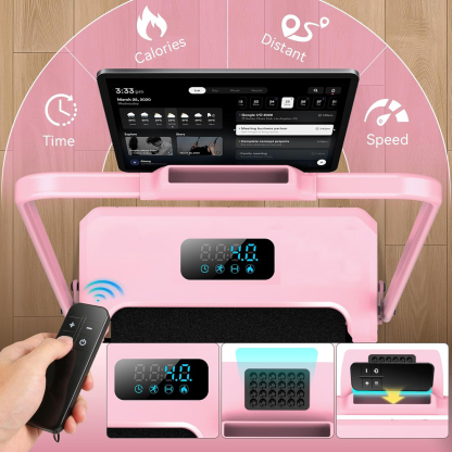 Simpfree Walking Pad with Handle Bar and Adjustable Incline, 2.5HP Portable Under Desk Treadmill for Home Small Space 300 Lbs Capacity，Remote Control and LED Display