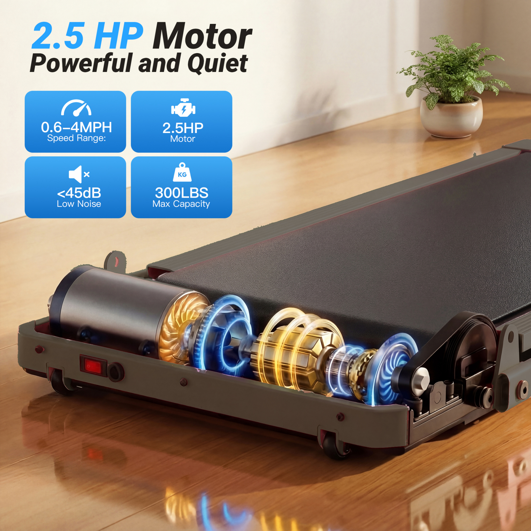 Simpfree Walking Pad with Handle Bar and Adjustable Incline, 2.5HP Portable Under Desk Treadmill for Home Small Space 300 Lbs Capacity，Remote Control and LED Display