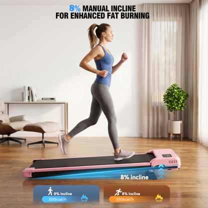Walking Pad with 8% Manual Incline, 2.5HP Vibration Under Desk Treadmill for Home/Office,300LBS Capacity,Remote Control & LED Display