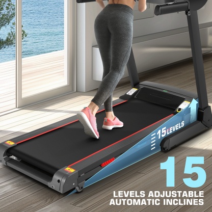 Simpfree Treadmill with 15-Level Auto Incline, 300LBS Electric Treadmill for Home Gym Cardio Training, 3.25HP Running Machine -20P