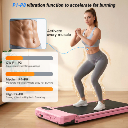 Simpfree Walking Vibration Pad with 8% Incline,3 in 1 Walking Pad with Handle Bar,2.5HP Treadmills for Home/Office/Gym, Foldable Under Desk Treadmill 300LBS Capacity,2S Folding,Installation-Free