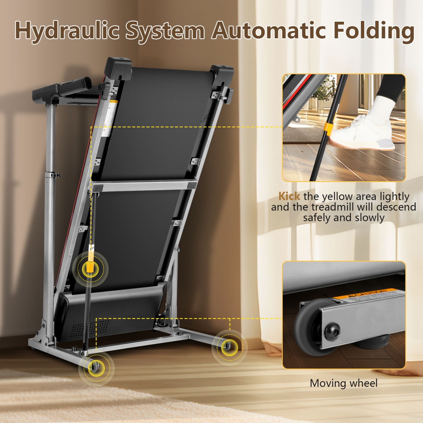 300 LBS Capacity Treadmill with Desk — 2.5 HP Portable Folding Treadmill for Home, Running Machine with Incline & App, Bluetooth Speakers, LED Monitor and 64 Preset Programs for Home（GRAY）