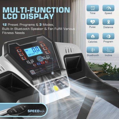 Simpfree Strong 3.25HP Treadmill with Auto Incline & Smart App,Bluetooth Speaker, Large LED Display & Fan for Home Office Walking Running Exercise Machine