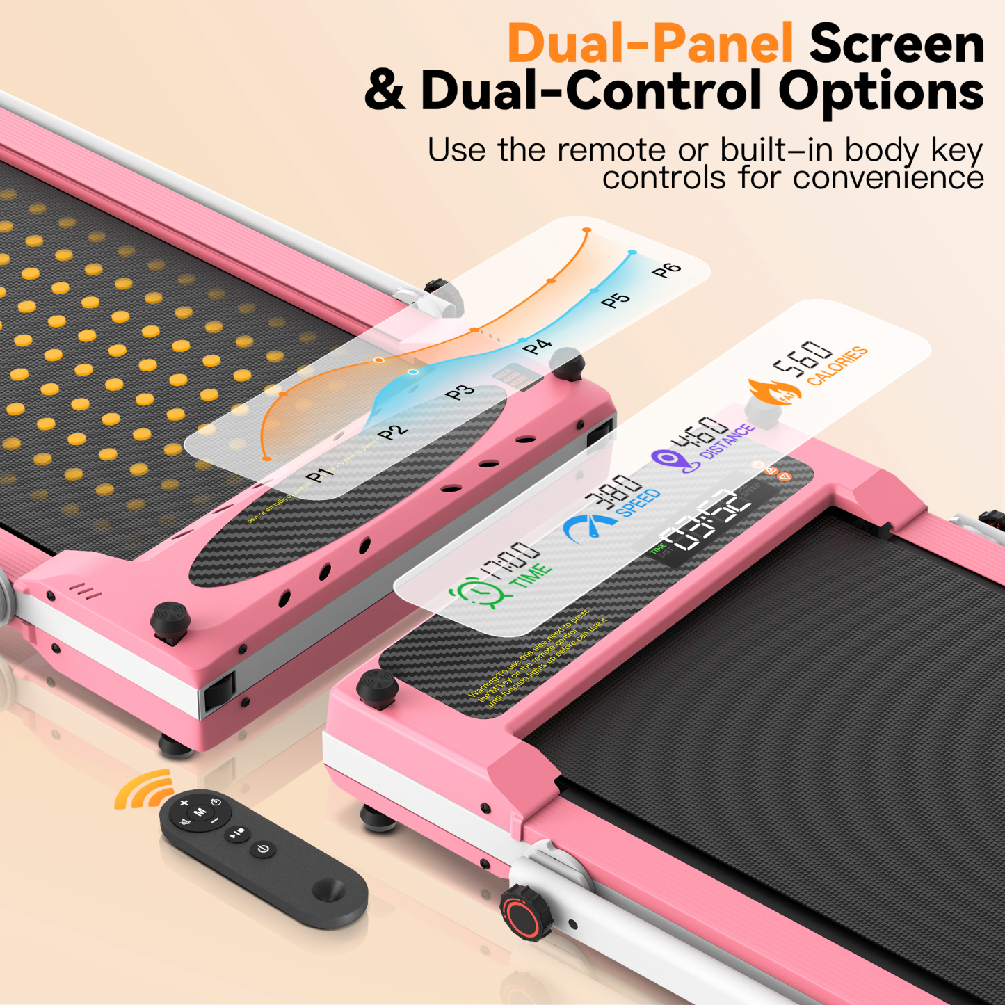 Simpfree Walking Pad Treadmill with Foot Massage, Versatile Dual-Sided Under Desk Treadmill with Handle Bar, 2.5HP Foldable Treadmill for Home/Office with 300LBS Weight Capacity,0.6-7.5MPH