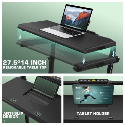 Simpfree 3 in 1 Under Desk Treadmill with Height-adjustable Desk,Max 300lbs Capacity,Walking Pad with LED Touch Screen,Remote Control,2s Folding Treadmill,No installation required,0.5-7.5mph/h（Green）