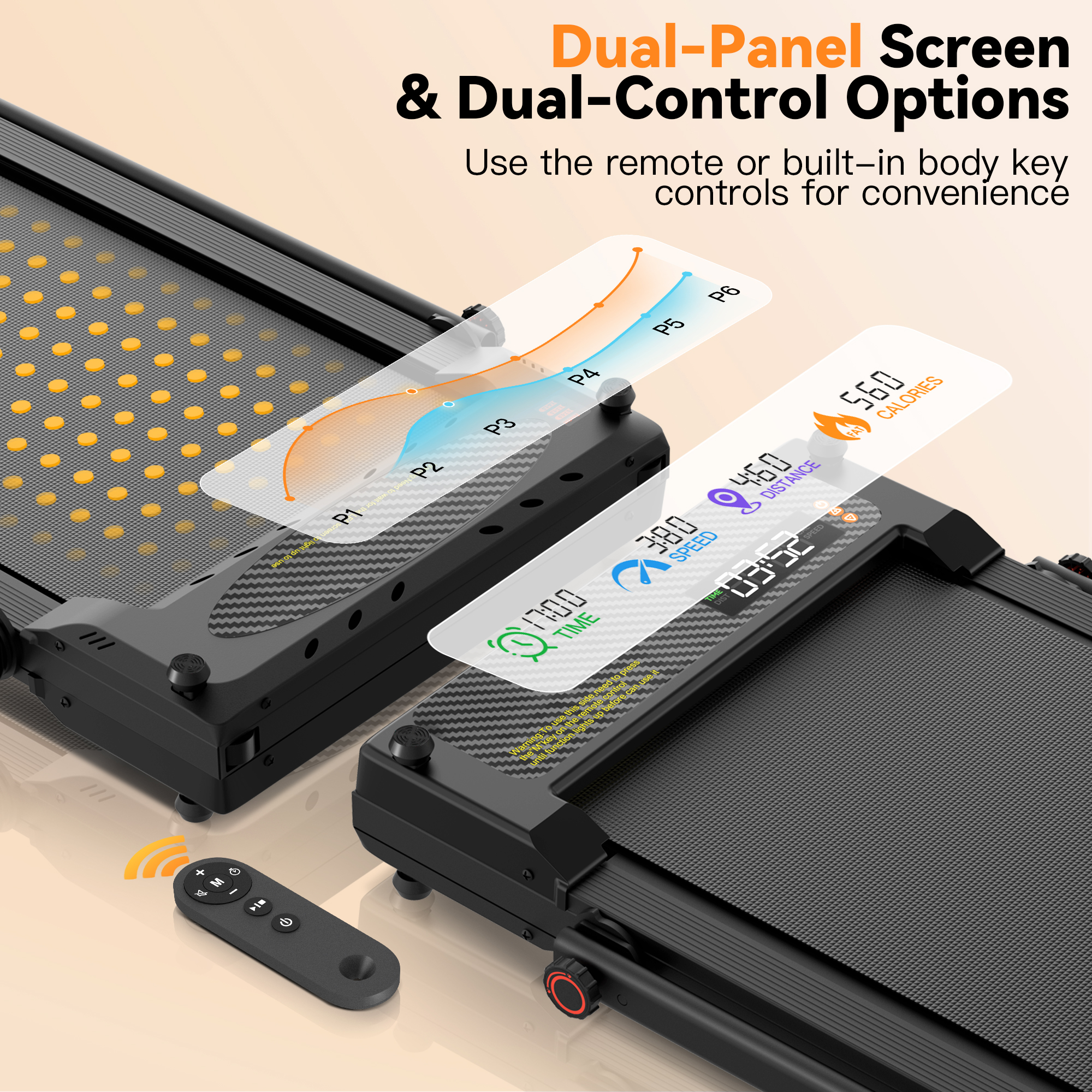 Simpfree Walking Pad Treadmill with Foot Massage, Versatile Dual-Sided Under Desk Treadmill with Handle Bar, 2.5HP Foldable Treadmill for Home/Office with 300LBS Weight Capacity,0.6-7.5MPH