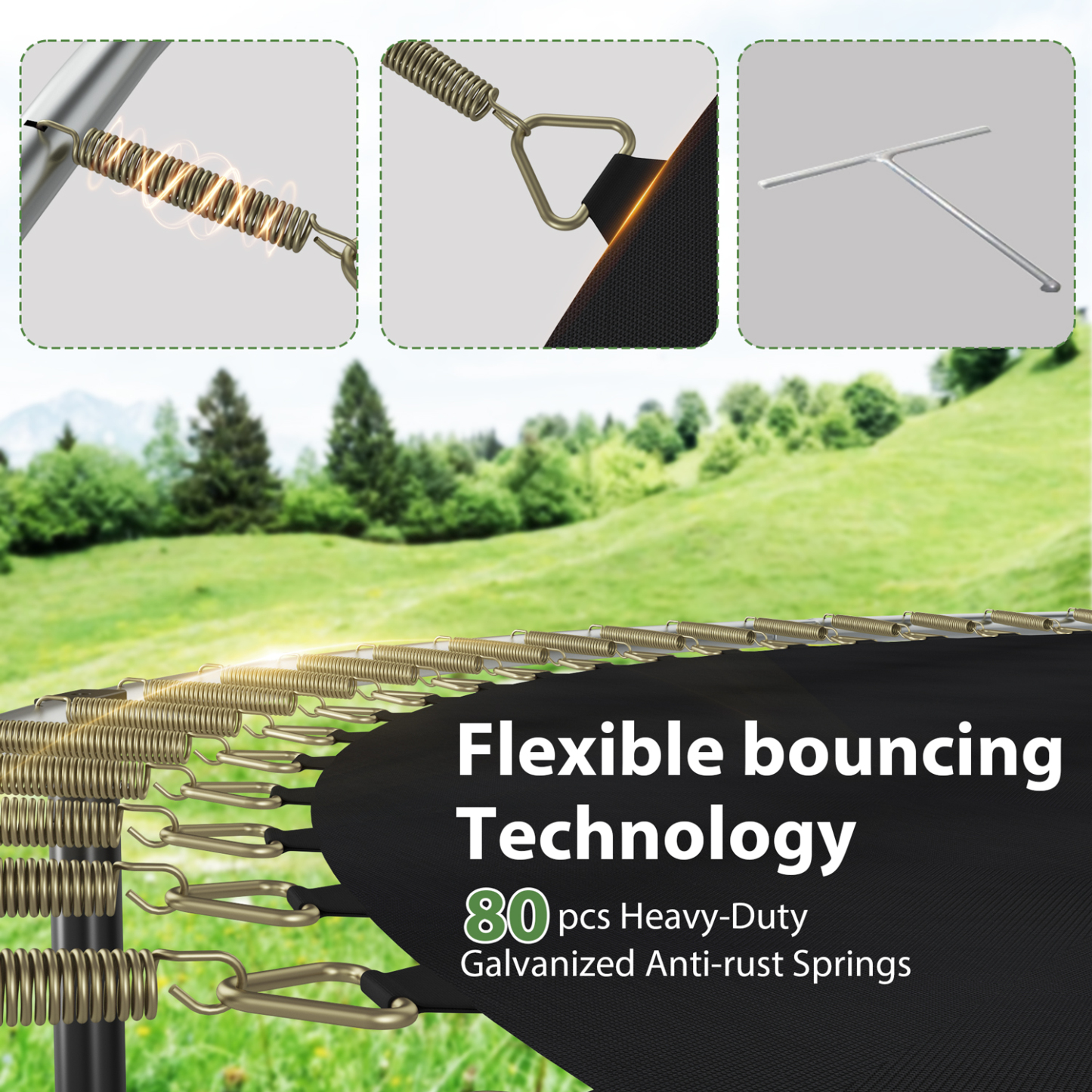 8FT 12FT 14FT Trampoline with Enclosure Net, No Gap Design, Backyard Trampoline with Ladder, Outdoor Heavy-Duty Recreational Round Trampolines,14FT-720LBS