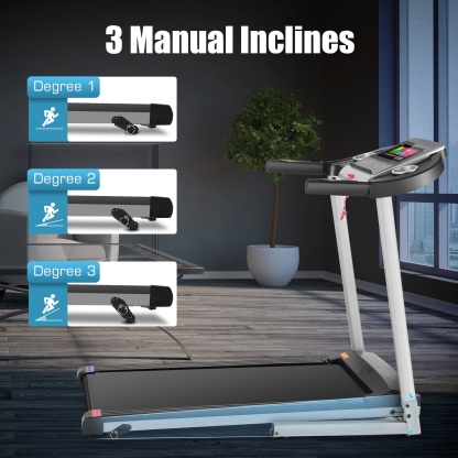 Simpfree Treadmill with 10" HD TV Movie Touchscreen and 3D Virtual Sports Scene, 0.5-9.0 mph/h & 3.25HP Electric Treadmill with Incline for Home