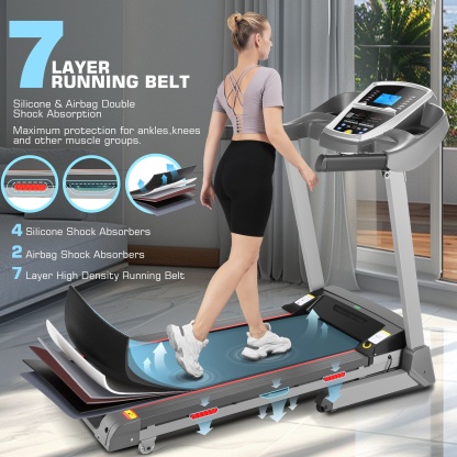 Simpfree Treadmill with 15-Level Auto Incline, 300LBS Electric Treadmill for Home Gym Cardio Training, 3.25HP Running Machine Home Exercise, Smart APP & Audio Speakers, LED(Silver)