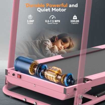 Treadmill with 8% Incline, 3.0 HP Foldable Compact Treadmill with Sit-up Function, 300 lbs Walking Running Treadmill with LCD Display for Exercise, 12 Programs