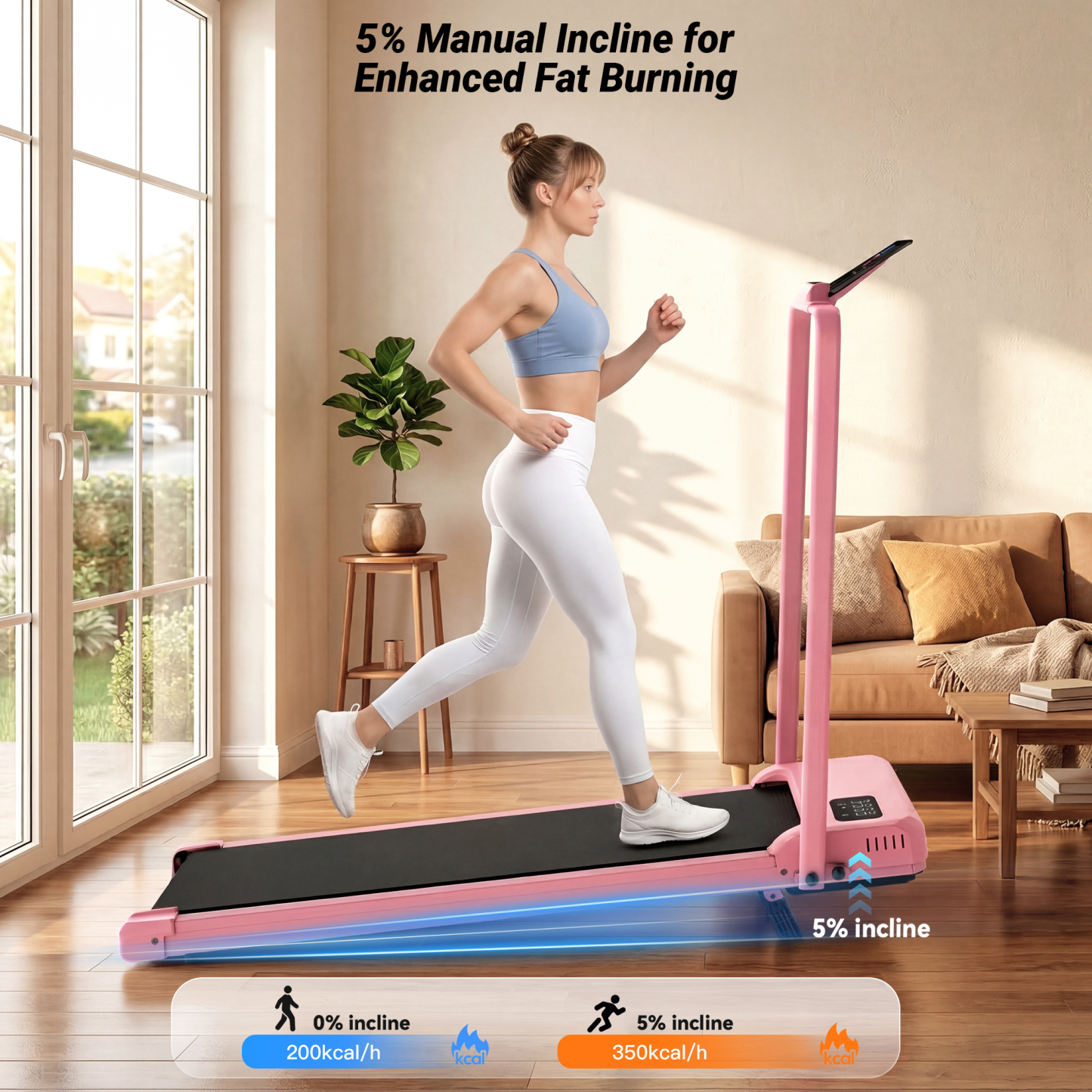 Simpfree Walking Vibration Pad with 8% Incline,3 in 1 Walking Pad with Handle Bar,2.5HP Treadmills for Home/Office/Gym, Foldable Under Desk Treadmill 300LBS Capacity,2S Folding,Installation-Free