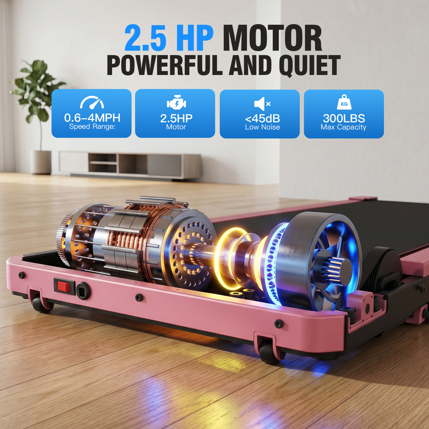 Walking Pad with 8% Manual Incline, 2.5HP Vibration Under Desk Treadmill for Home/Office,300LBS Capacity,Remote Control & LED Display
