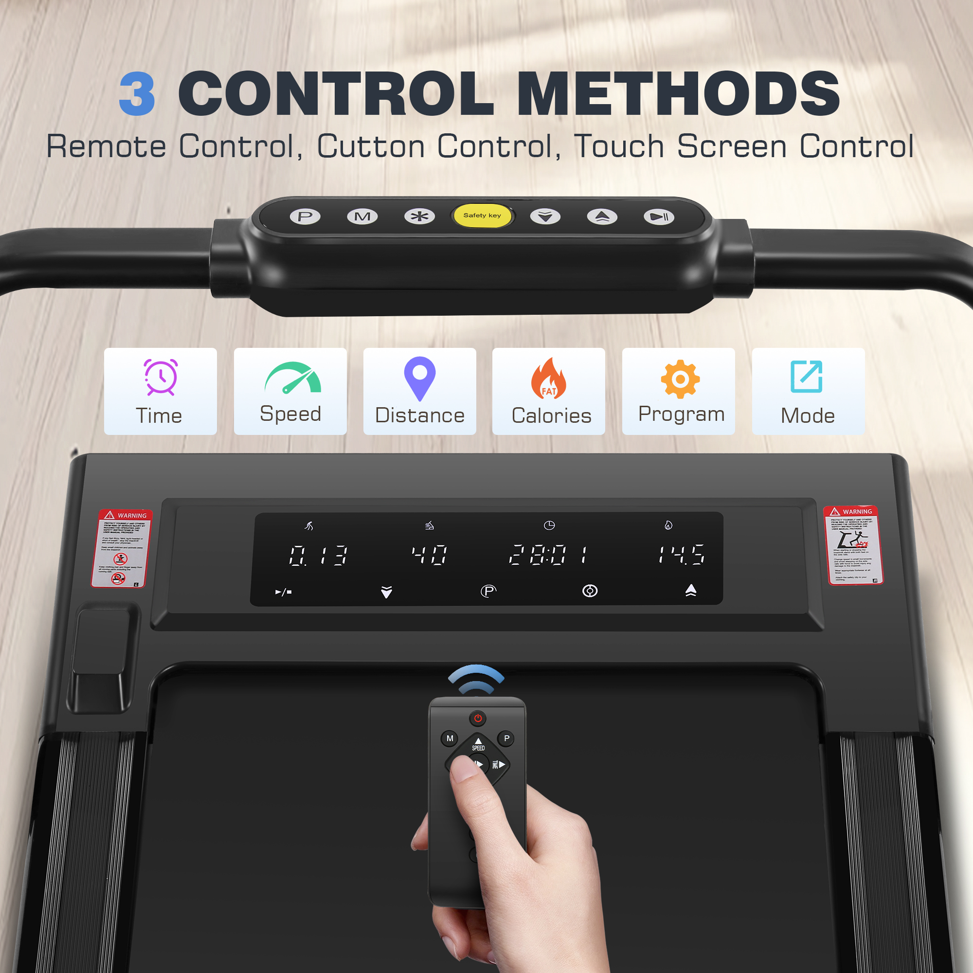 Simpfree 3 in 1 Under Desk Treadmill with Height-adjustable Desk,Max 300lbs Capacity,Walking Pad with LED Touch Screen,Remote Control,2s Folding Treadmill,No installation required,0.5-7.5mph/h（Black）