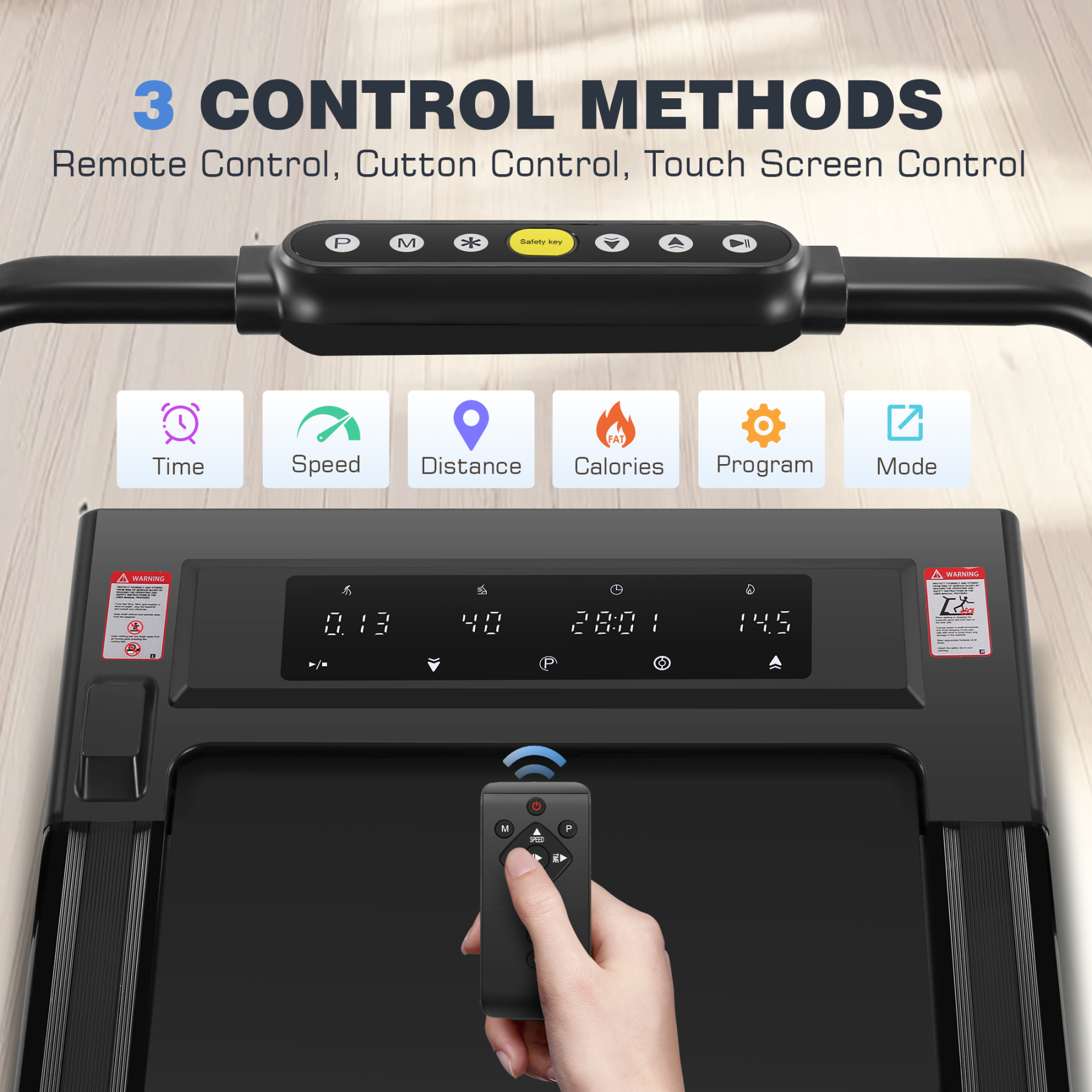 Simpfree 3 in 1 Under Desk Treadmill with Height-adjustable Desk,Max 300lbs Capacity,Walking Pad with LED Touch Screen,Remote Control,2s Folding Treadmill,No installation required,0.5-7.5mph/h（Black）