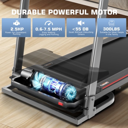  Treadmill with Removable Desk - 2 In1 Portable Folding Treadmill with 300Lbs Capacity, 2.5 HP Running Machine with Removable Desk for Home